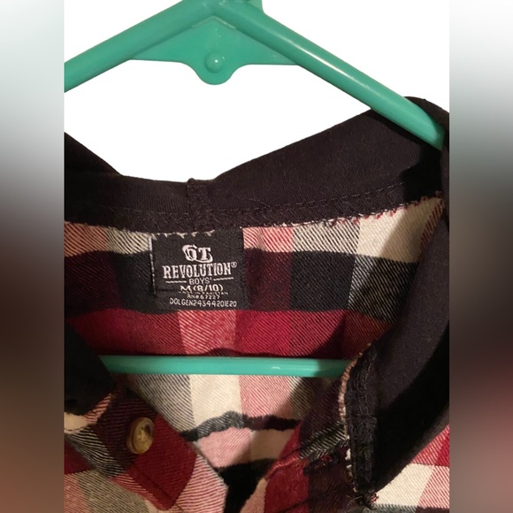 Revolution boys button down plaid hoodie, size medium (8-10) - Picture 3 of 4